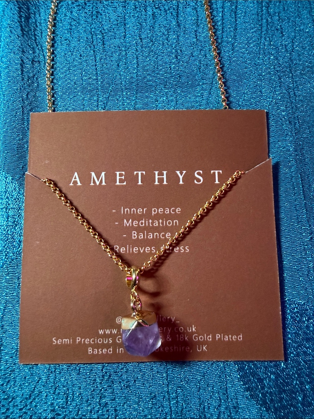 Amethyst pendant Gold-Tone Chain Necklace NWT